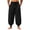 Black #3, variant on Mens Harem Pants Casual Elastic Waist Drawstring Baggy Hippie Trousers Cotton Linen Boho Yoga Beach Pants Black 3XL