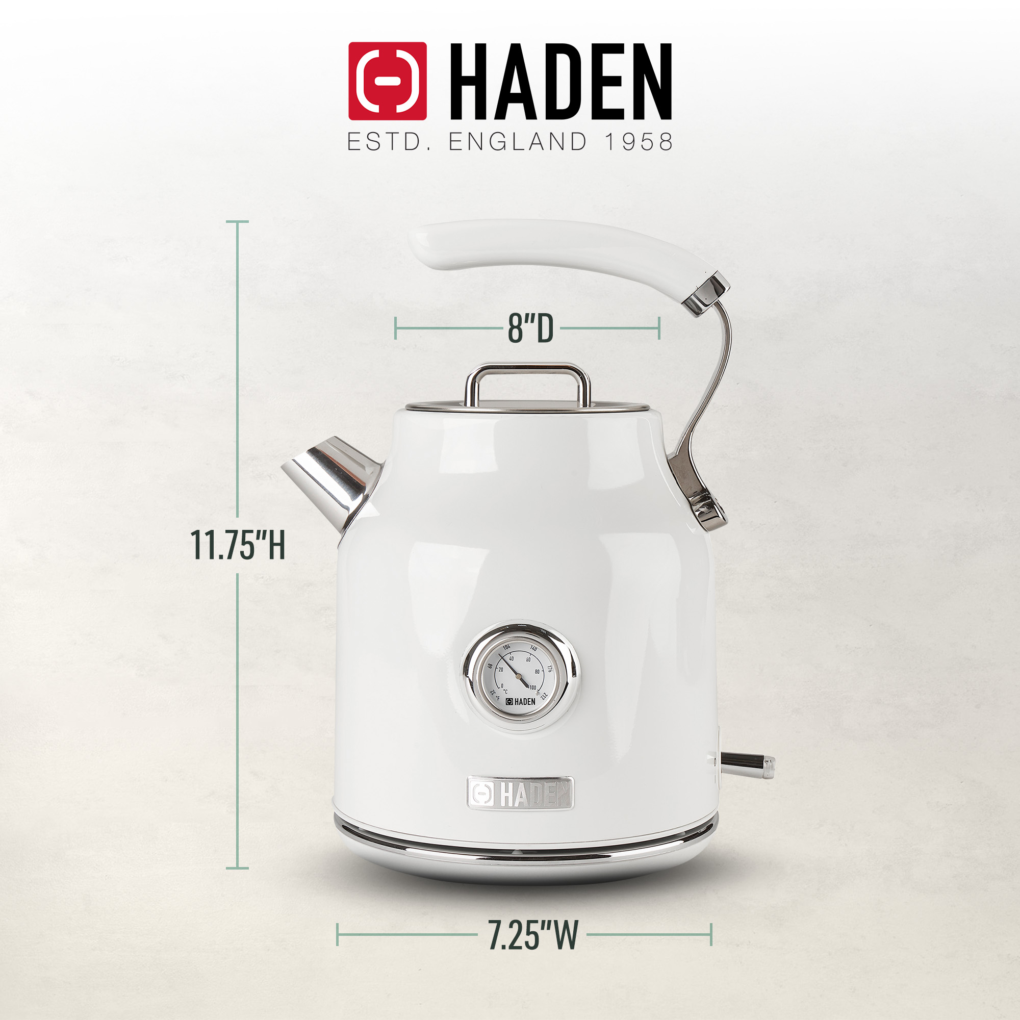 Open Box Haden Dorset 1.7 Liter Electric Water Kettle w/ 360-Degree Base Ivory