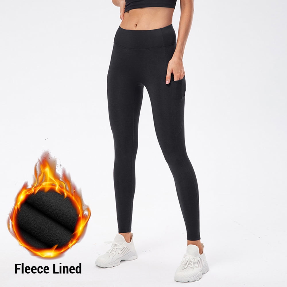 2pcs Women High Waisted Yoga Leggings Fleece Workout Pants Warm