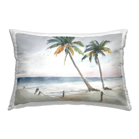 Stupell Industries Two Palms by Ocean Decorative Printed Throw Pillow Design by Karin Lind.