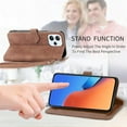 thumbnail image 4 of Zipper Storage Design Wallet Phone Case for Xiaomi Redmi 12, Skin Friendly Feel Leather Case with Magnetic Clasp and Muliti-Card Slots Holster for Redmi 12,SZY Brown, 4 of 11