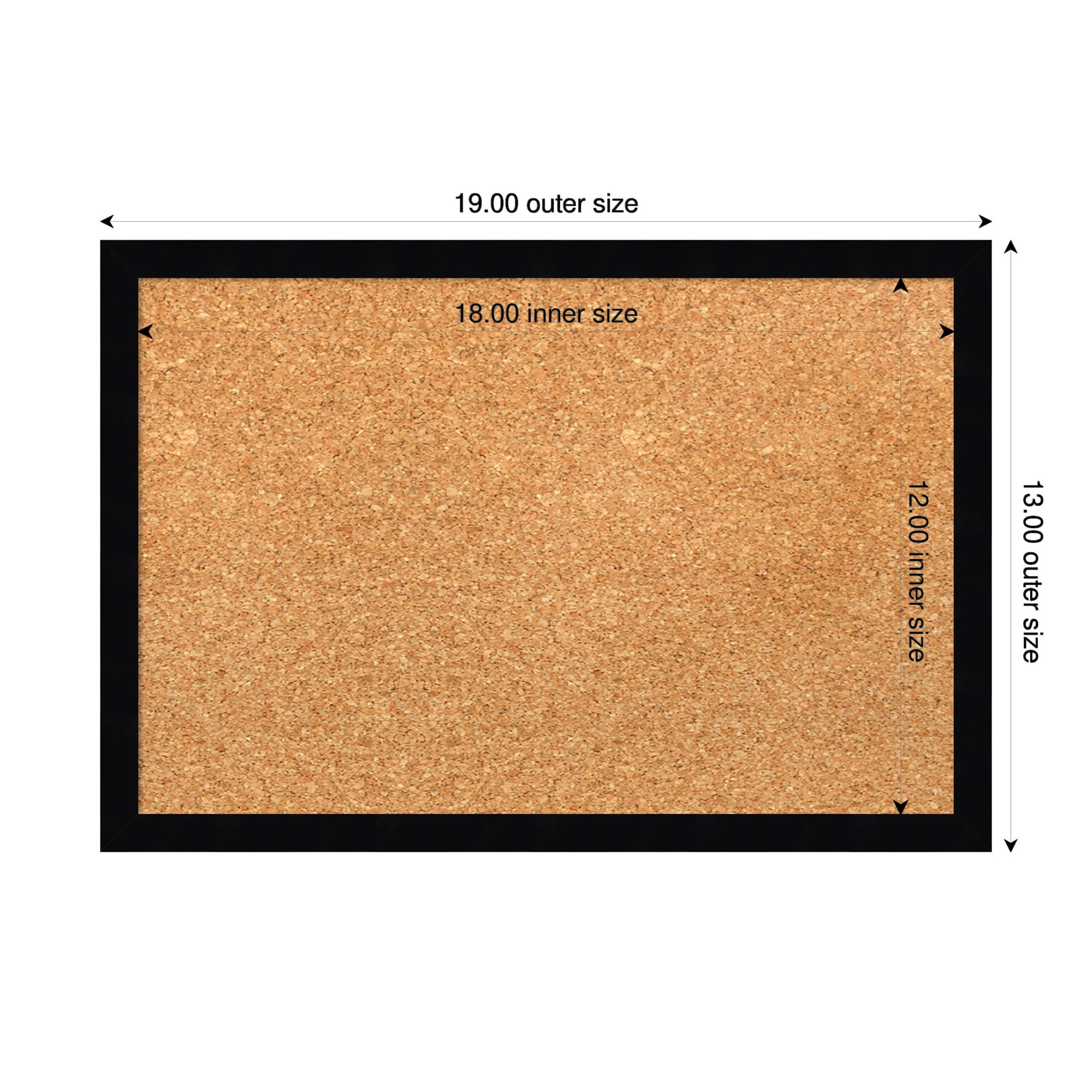 Amanti Art Natural Cork Board Wood Framed Svelte Noir Black Bulletin Board 19 in. x 13 in.