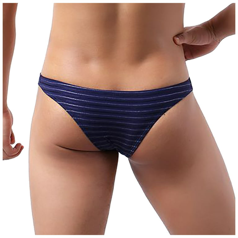 Aoochasliy Mens Underwear Clearance Bikini Briefs Half Hip Low Waist Color  Striped Panties