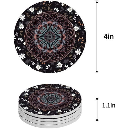 

FMSHPON Mandala Pattern Set of 8 Round Coaster for Drinks Absorbent Ceramic Stone Coasters Cup Mat with Cork Base for Home Kitchen Room Coffee Table Bar Decor
