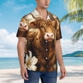 thumbnail image 3 of Honeii Adorable Calf Butterflies Champagne Print Men’s Hawaiian Shirt,Classic Button-Down Short Sleeve Shirt, for Beach, Vacation, and Outdoor Activities,Small, 3 of 7