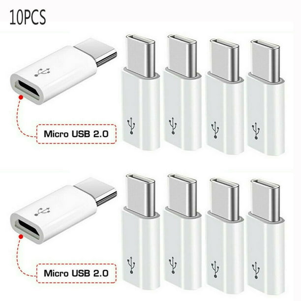 Male Female Mobile Charging Cable Type-C Connector Converter Android USB Adapter WHITE 10PCS - Walmart.com