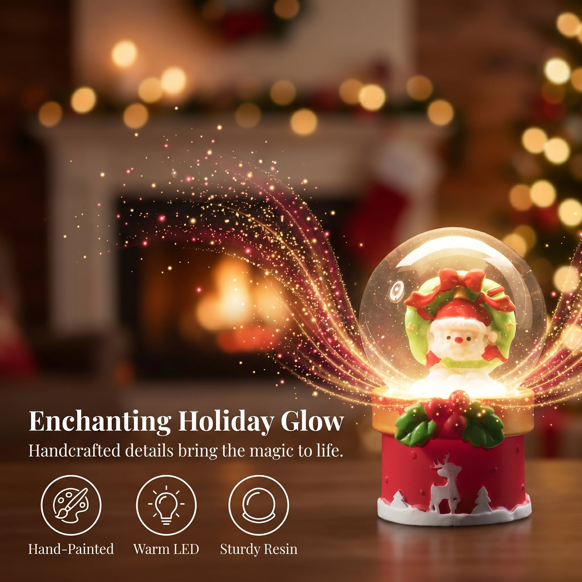 Unique Bargains Light Up Crystal Ball LED Glitter Snow Globe Red F 1.8" x 1.8" x 2.7"