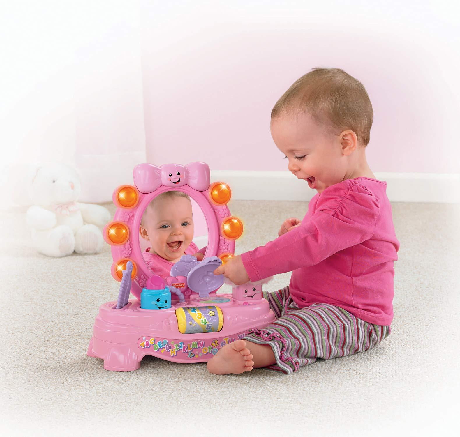 Fisher-Price Laugh & Learn Baby Toy, Magical Musical Mirror, Pretend Vanity Set with Light Sounds and Learning Songs for Infant to Toddler