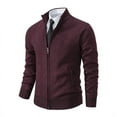 thumbnail image 4 of hopeusnice Men's Winter Slim Fit Knitted Sweaters Thicken Warm Stand Collar Cardigan Coats with Zipper Pockets Wine XXXL, 4 of 4