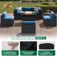 thumbnail image 3 of LazySunsets 8-Piece Outdoor Patio Furniture Set with Fire Pit Table, Wicker Rattan Sectional Sofa Conversation Sets, Peacock Blue, 3 of 10