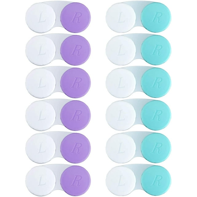 DAMAIE 12PCS Contact Lens Case, Colorful Contact Lens Box Left/Right Eyes Holder Container, Outdoor Mini Contact Lens Soak Storage Kit