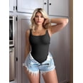 thumbnail image 6 of SMZ Thong Bodysuits for Women 3 Piece Sexy Ribbed Seamless Tummy Control Shapewear Sleeveless Square Neck Tank Top, 6 of 11