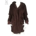 thumbnail image 5 of Gustave Women Fuzzy Fleece Hooded Coat Plus Size Long Sleeve Cardigan Jacket Winter Loose Open Front Sweater Oversized Outwear "Coffee,4XL", 5 of 5