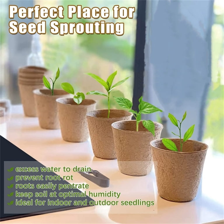 2.36in Peat Pots for Seedling Pots Plant Pots Nursery Seed Pots Compostable Planter for Starting Seeds for Vegetables,Fruits,Flower,Graden,50Pack