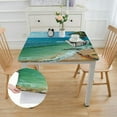 thumbnail image 2 of nygtbtfer Square Vinyl Fitted Tablecloth, Beach Decor Print Polyester Table Cloth, Tropical Ocean Scenery Palm Trees Fishing, Fit Round Tables , Home Kitchen Dining Table Decoration white, 2 of 8