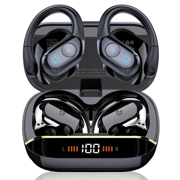 Bluetooth 5.3 Sports Wireless Earbuds, 4 Mics ENC Noise Reduction, HiFi Stereo, Dual LED Digital Display, Up to 75H Long Playtime