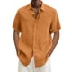 thumbnail image 1 of Camisas Y Playeras Camisa sólida hawaiana de verano para hombre, camisa de manga corta con doble bolsillo y cuello vuelto, camisa con botones (Khaki, XXL), 1 of 5