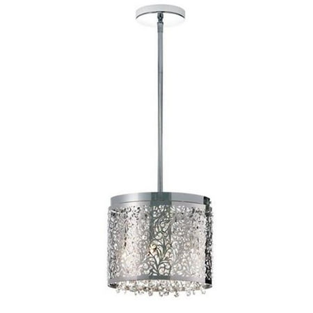 Floral Pattern Crystal - 4 Light Crystal Pendant with Floral Pattern, Polished Chrome Finish