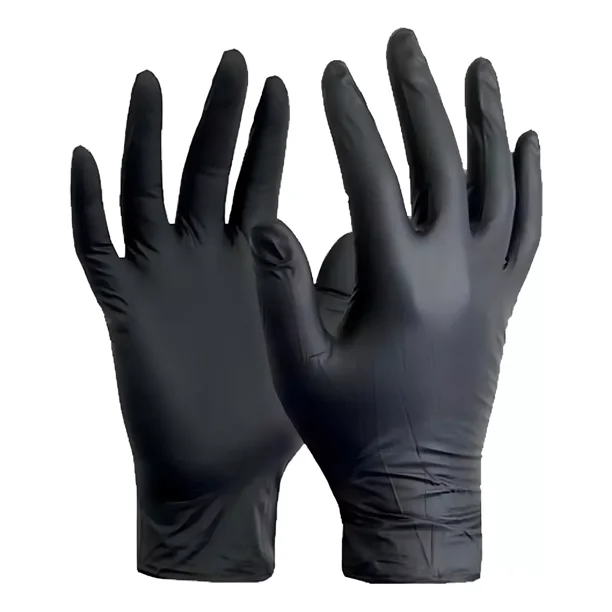 Guantes descartables Ambiderm Plus negro color negro talle M de látex con polvo x 100 unidades