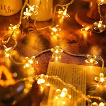 Tunhigl Sakura LED Fairy Lights 10 Ft - Battery-Powered Flower String Lights, Waterproof & Flashing - Perfect for Bedroom, Dorm, Outdoor, Camping, Wedding & Party Decor - Soft Ambiance Lighting White