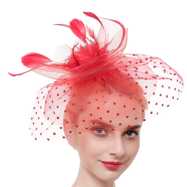 Coofit Fascinator Hat Vintage Exquisite Mesh Flower Veil Fascinator Wedding Fascinator