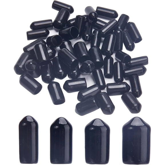 100Pcs 4 Sizes Black Plastic End Caps Mixed Pourers Dust Covers Olive Oil Liquor Bottle Pour Spout Dust Cover Bolt Screw Thread Protector
