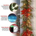 thumbnail image 4 of 9' X 12" Décoratif Collection Tartan Plaid Guirlande avec des Cônes, des Baies Rouges, des Poinsettas et 50 LEDs Blanc Doux à Piles avec Minuterie, 4 of 5