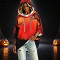 thumbnail image 1 of IYYVV Halloween Womens Oversized 3/4 Sleeve Hoodie Sweatshirt Crewneck Lightweight Loose Fit Fall Winter Hooded Sweatshirt Saffron XL, 1 of 4