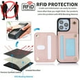 thumbnail image 2 of SaniMore for iPhone 15 Pro Case, Luxury PU Leather Card Holders Kickstand Metal Finger Ring Shockproof Drop Resistant Wrist/Crossbody Lanyard for Girls Women Stylish Accordion Design, Rosegold, 2 of 8
