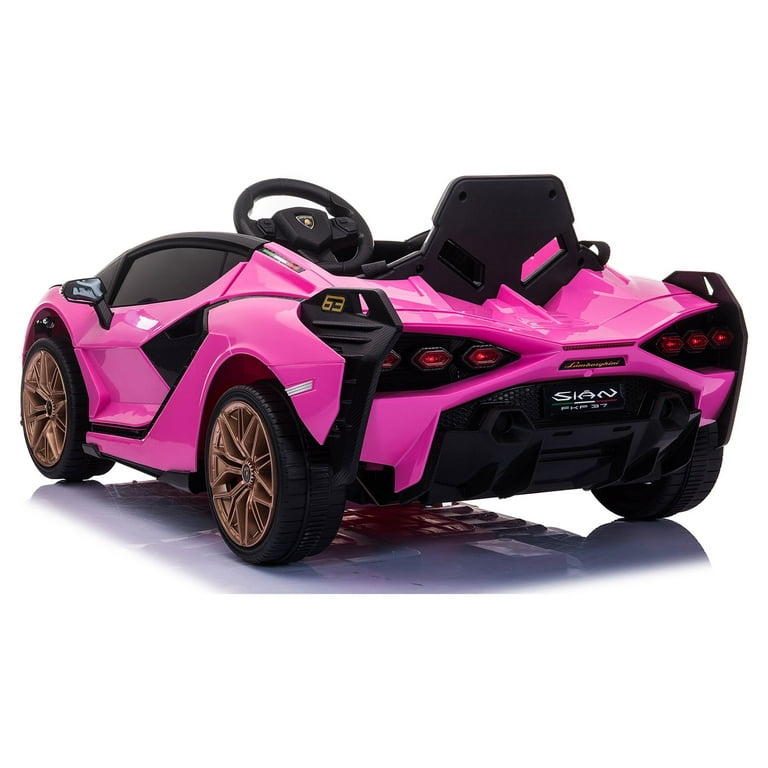 LISUEYNE Kids Ride on Car, 12V Lamborghini Sian Electric Car for Boys  Girls, Remote Control, Pink