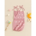 thumbnail image 6 of Aojekbee Baby Girl Summer Romper Cute Crochet Flower Sleeveless Tie Strap Bodysuit Newborn Playsuit, 6 of 10