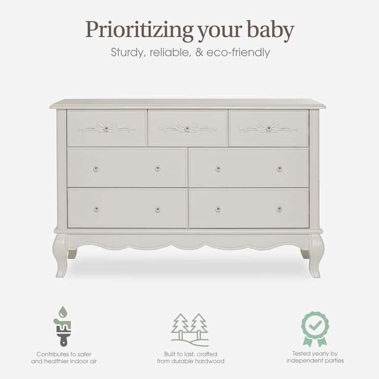 evolur aurora dresser ivory lace Evolur Aurora 7-Drawer Double Dresser in Ivory Lace, Spacious Drawers