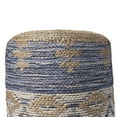 thumbnail image 2 of LR Home Sloane Round Natural/Navy Braided Geometric Indoor Pouf Ottoman , 18"H x 18"W, 2 of 7