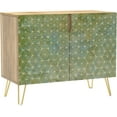 thumbnail image 3 of PixonSign Sideboard Buffet Cabinet, Kitchen Storage Cabinet with 2 Doors, Dark Green Geometric Hexagon Patterns, Cupboard Console Table for Dining Room - 35" L x 18" W x 29" H, 3 of 5