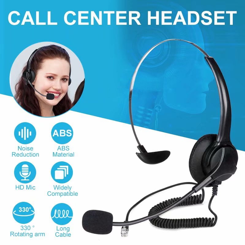 Call Center Headphone With Microphone Telephone Operator Headset Noise Canceling for Computer Phones Desktop Boxes