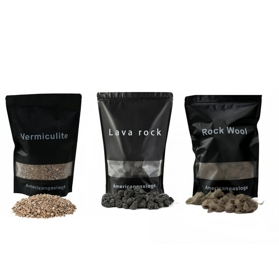Americangaslogs Rock Wool Lave Rock Vermiculite For Gas logs (For 18-24 inch Fireplace)