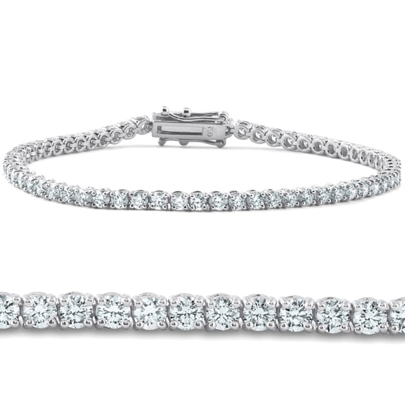 Pompeii 3 - 10 Ct Natural Diamond Tennis Bracelet in 14k White, Yellow, or Rose Gold