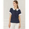 thumbnail image 3 of INSPIRE CHIC Hauts Blouses à Pois pour Femmes à Col Claudine Contrastant à Manches Courtes, 3 of 4