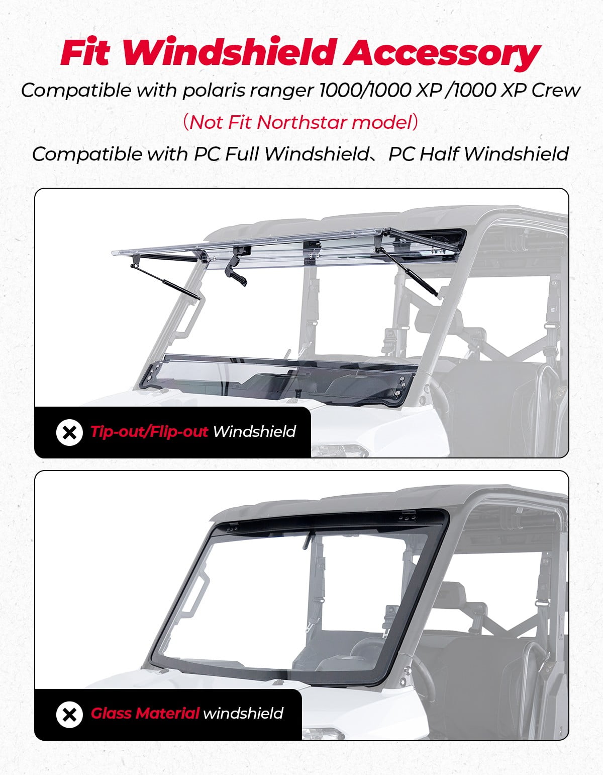 KEMIMOTO UTV One-Piece 3-Speaker Audio Radio Kit w/ 5.25" Woofer Compatible with Polaris Ranger XP 1000