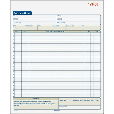 TOPS, TOP46147, Carbonless 3-Part Purchase Order Books, 1 Each