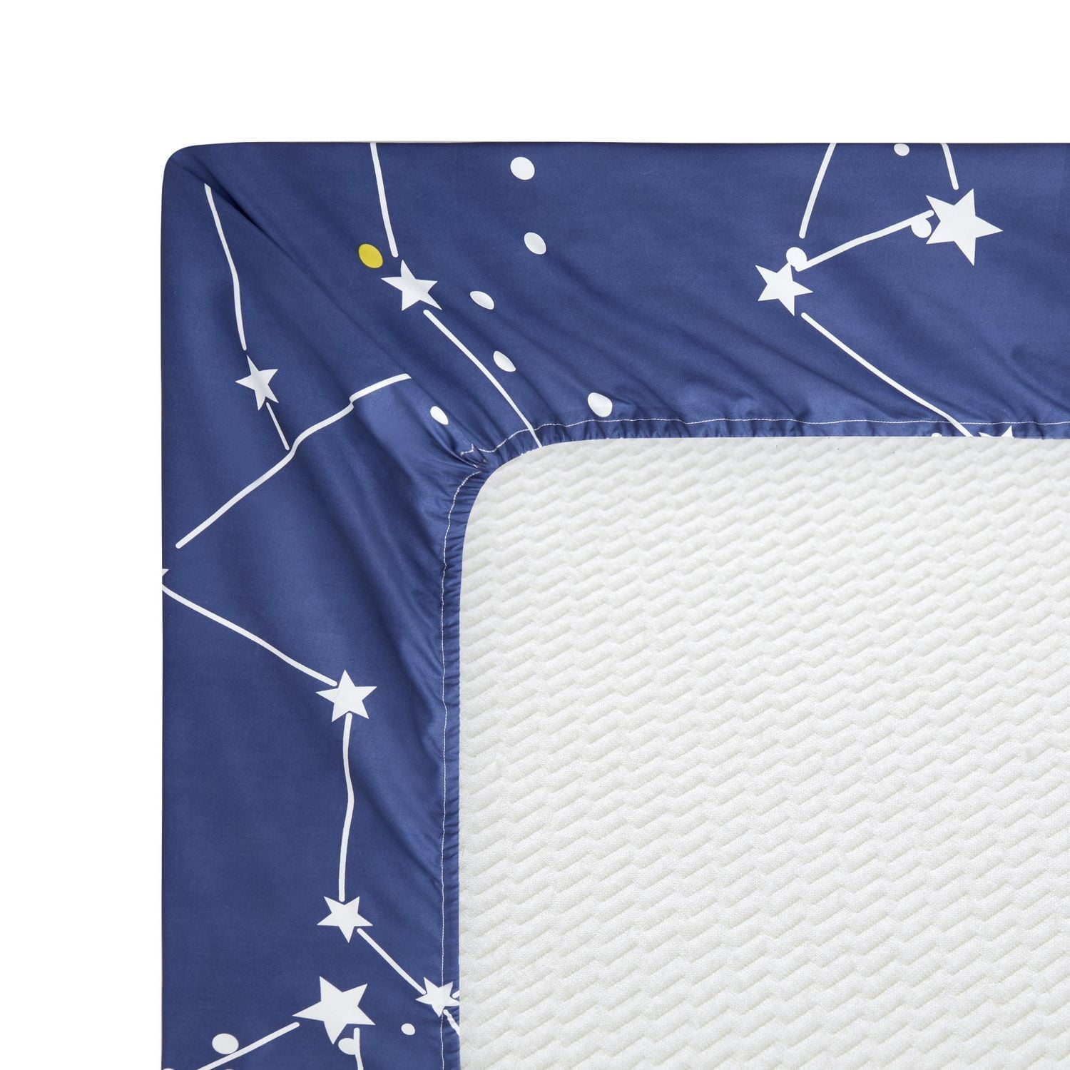 Marina Decoration Soft Silky Rich Printed Rayon from Bamboo All Season Duvet Cover Fitted Sheet Ensemble Bedding Set with Zipper and Corner Tie, Navy Blue Asterism Pattern