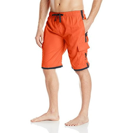 U.S. Polo Assn. Men's Side Stripe Basic Cargo with Big Pony, Summer Orange, (Best Mens Summer Shoes With Shorts)