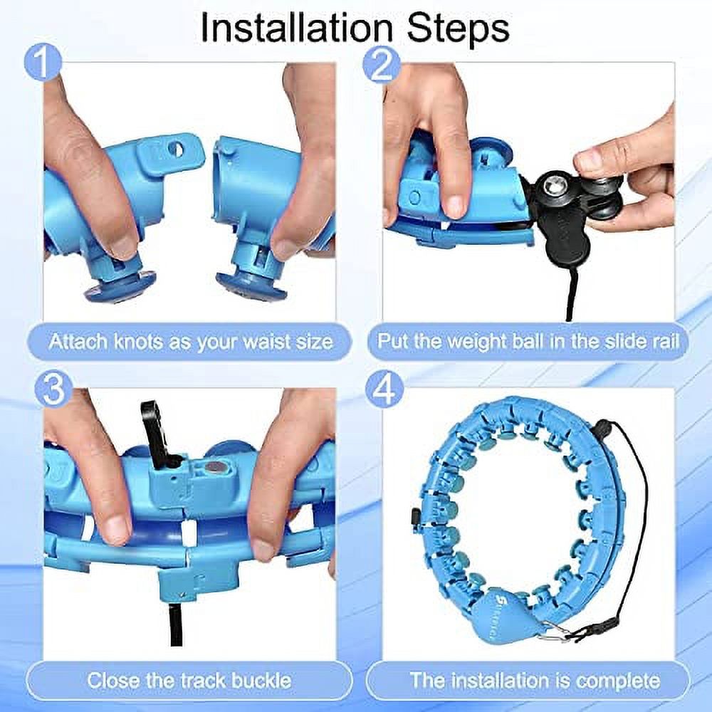 Sulifice Smart Weighted Hula Hoop for Exercise and Weight Loss, 24 Knots, Blue