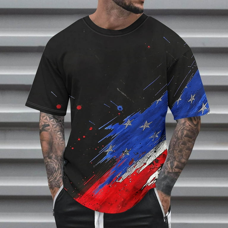CFLVAEK Mens 4th of July T Shirt Big and Tall Mens T Shirts Casual