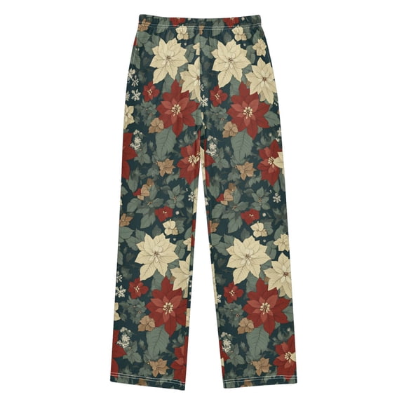 FORMRS Boys Pajama Pants with Pockets Size 6-8Y Kids Lounge Sleep Bottoms, Christmas Blooms
