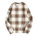 thumbnail image 4 of Christmas Plaid Printed Sweatshirts for Women Trendy Round Neck Long Sleeve Drop Shoulder Pullover Tops Ladies Casual Work Stylish Outfits Xmas Holiday Clothes Khaki XL, 4 of 4