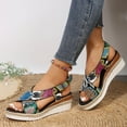 thumbnail image 4 of Lovskoo 2024 Women's Wedge Espadrille Sandals Summer Bohemian Shoes Open Toe Ethnic Dressy Sandals Beach Shoes Multicolor, 4 of 9