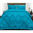thumbnail image 1 of Wyoming King Comforter Diamond Ruffle Turquoise Blue 300 GSM Plush Siliconized Microfiber Fill Duvet Insert With 1000 Thread Count Egyptian Cotton Shell Fluffy with Piping & Pillowcases, 1 of 8
