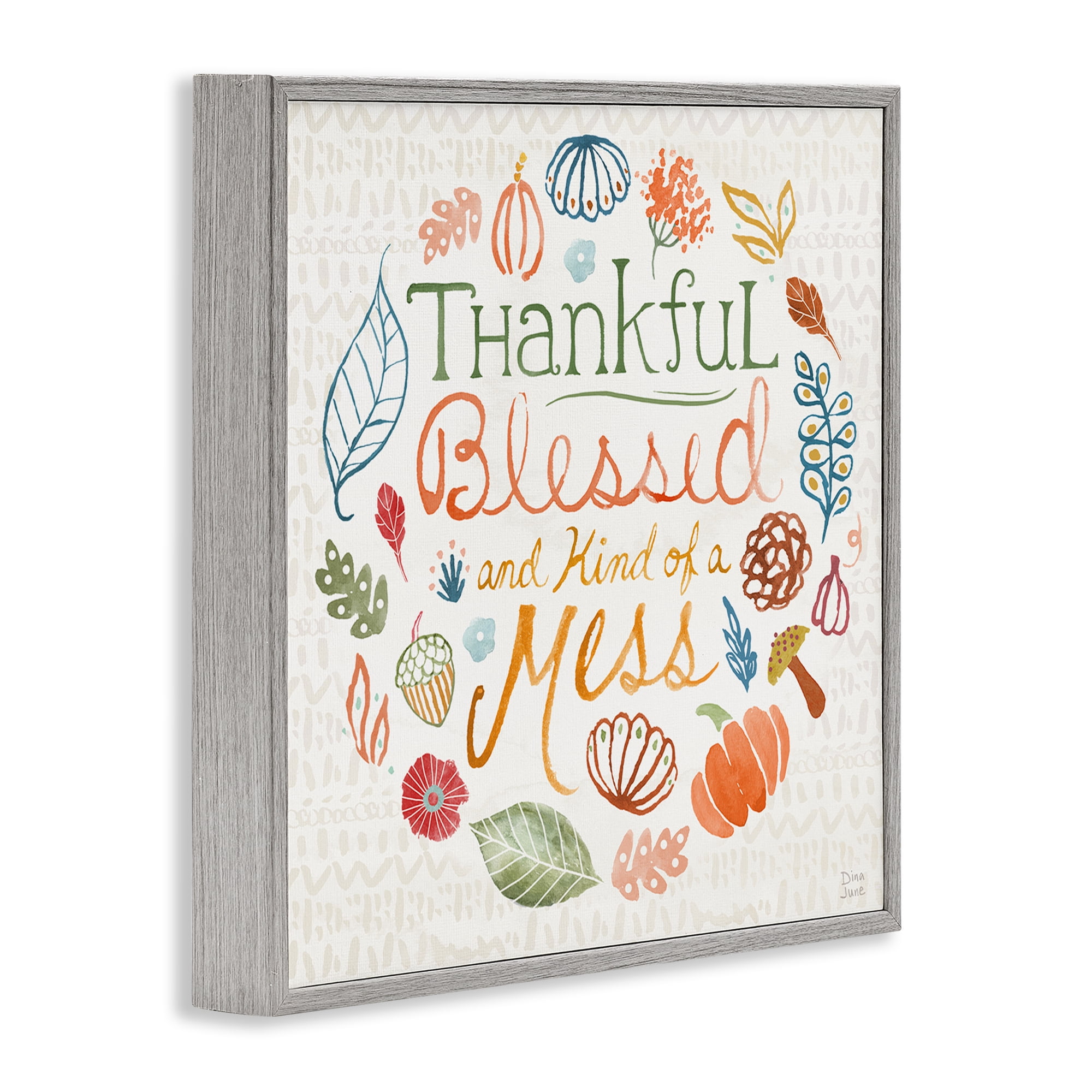 Stupell Industries Kind Of A Mess Autumnal Holiday Painting Gray Framed Art Prints Wall Art, 12 x 12