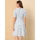 thumbnail image 5 of Vestido floral de gasa midi evasé con cuello Peter Pan para mujer Azul S, 5 of 6